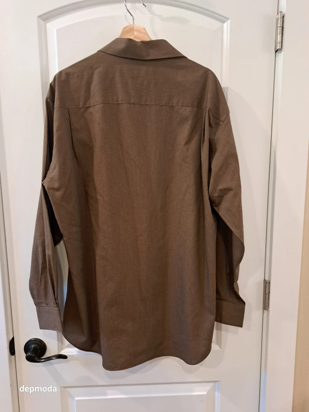 Claiborne Men's T-weave Brown Button-Up Dress Shirt Size Large